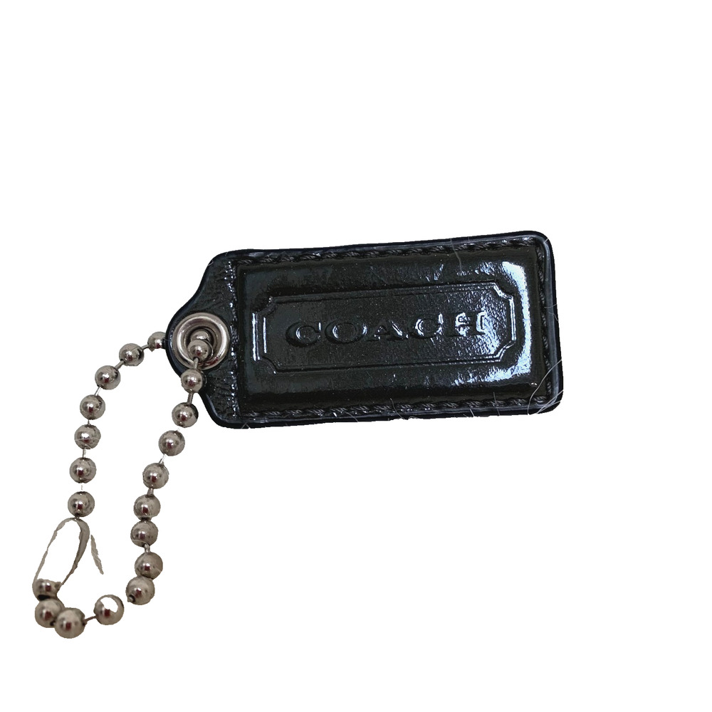 COACH Dark Khaki Green Patent Leather Lozenge Purse Charm Hang Tag 2.25" H51